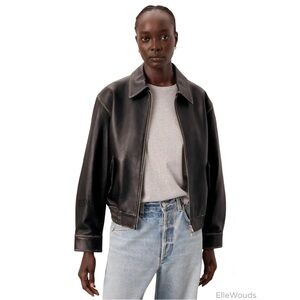 Dunst Genuine Lambskin Leather Bomber Jacket Distressed Black Size XS